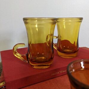 Amber glass espresso cups, vintage italian espersso cups set of 5